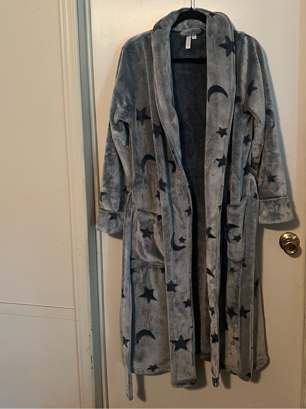 Cozy Plush Grey Star & Moon Robe Jacket